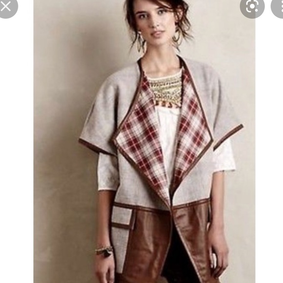 Anthropologie Jackets & Blazers - Anthropologie Elevenses plaid/wool vest/cape jacket
